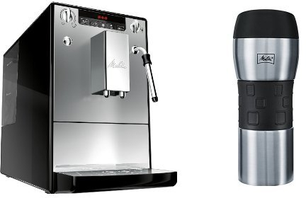 Melitta E 953-102 Kaffeevollautomat Caffeo Solo & Milk mit Milchschaumdüse, silber + Melitta 206056 IsolierTrinkbecher