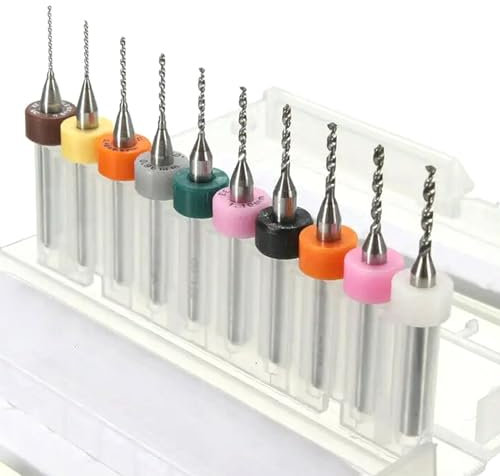 10 pezzi 0,3 mm-1,2 mm Set di punte in carburo Micro CNC Twist Bits, set di punte per PCB, mini punte da trapano con gambo da 1/8 per circuiti stampati, ambra, cera d'api, pietra grezza, gioielleria