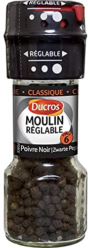 DUCROS - Moulin Réglable Poivre Noir Grains 28G - Lot De 3