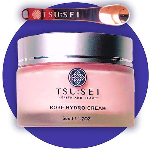 Rose Hydro Cream for Face by TSU:SEI - Organic Moisturiser for Women with SPF20, Vitamin E and Hyaluronic Acid. Natural Daily Facial Cream. Cruelty Free Skincare. 50ml.