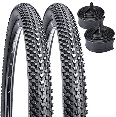 YunSCM 2Pcs Faltbar 26 Zoll Reifen 26x2.10 Plus 2Pcs 26 Zoll Schlauch AV32mm Ventil kompatibel 52/54-559 City Bikes, Rennräder，Mountainbike 26x2.0 26x2.10 26x2.125 Fahrradreifen und Schlauch