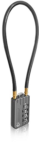 SISAV Cadenas à combinaison à 4 chiffres avec câble robuste de 30cm/12pouces pour casier de gymnase scolaire,casque,classeurs,boîte à outils,valise,sac à dos,noir gun 1 Pièces