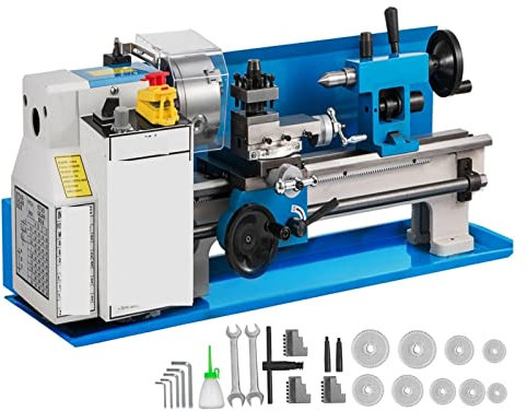 Generic CJ0618 7 X 14 Mini Torno de Metal 550W Velocidad Variable Nylon Gear 4 Chuck Para Perforación Fresado Roscado Corte Alta Precisión