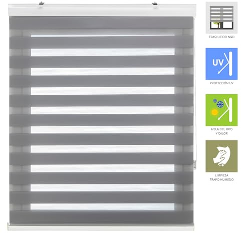 INTERBLIND | Estor Enrollable Noche y Día Premium Tamaño 160x180 con Galería - Estor Noche y Día Doble Tejido Tamaño Tela 157x175