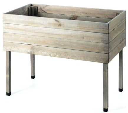 Zestri Hochbeet mit Füßen imprägniert Grau | 100x50x80 cm aus Holz | Garten Terrasse Balkon | Kräuterhochbeet Kräuterbeet Gemüsebeet