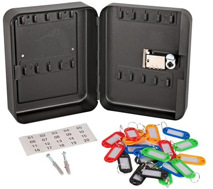 Cathedral Products 20-Key Capacity Combination Lock Key Cabinet | Secure & Durable | Wall-Mountable with Colourful Key Fobs and Labels