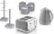 Swan Retro Grey 1.5L 3KW Jug Kettle, 4 Slice Toaster, Tea, Coffee & Sugar Canisters, Mug Tree & Towel Pole. Matching Retro Design Kitchen Set of 7 in Grey