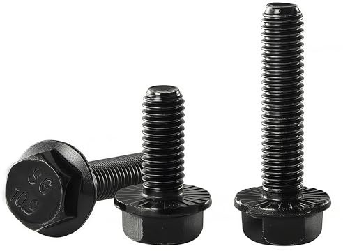 YIIFLY M10 x 35 mm flänsade sexkantiga huvudbultar fläns hexagonskruvar, M10 x 1,5 bult, 10,9 kvalitativt legerat stål, hexagonhuvudbultar, svart zinkfinish, halvtråd, kvantitet 8