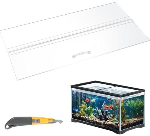 Sieral Aquarium Polycarbonate Canopy Set 23.07 x 11.69 x 0.12 Inch for 15/20H/55 Gallon Without Center Brace Aquariums Cover Fish Tank Lid with a Hook Knife, Clear