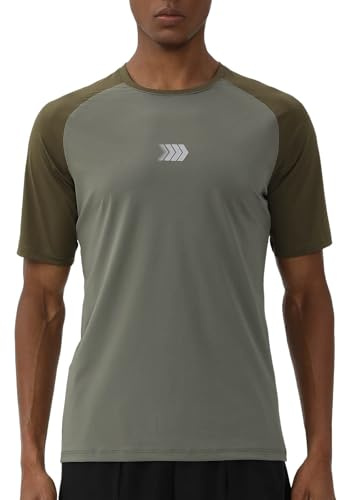 Duohropke T-shirt anti-UV pour homme UPF 50+ - Maillot de bain Rash Guard - Séchage rapide - T-shirt de plage - Pour activités de plein air, sports nautiques, randonnée, sport, surf, pêche, Vert