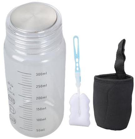 XINGLIDA Depósito de agua de vidrio transparente de 300 ml, taza medidora graduada para bebidas de café con funda para taza, botella de agua de cristal con medidas