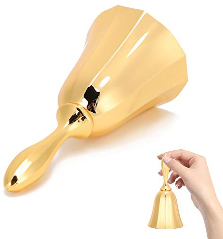 AMONIDA Creative Bar Handbell Counter Reminder Bell för Middag och Klassservice, Retro Zinklegering Middagsklocka för Barer och Klassrum, Slitstark Klar Ljudklocka, Tillgänglig i Guldsilver och
