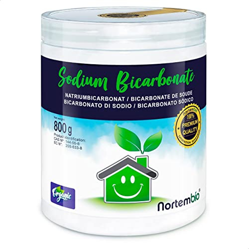 Nortembio Bicarbonato de Sodio sin aluminio 800 g. 100% Natural para Limpieza Multiusos. Elimina Olores y Suciedad. Cocina, Baño, Textiles. E-Book Incluido