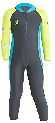 AIWUHE Kid's Full Body Swimwear Boys&Girls One Piece Swimsuit Long-Sleeve Water Sports Rash Guard UPF 50+ Sunsuit Sets Gray 2-3T S