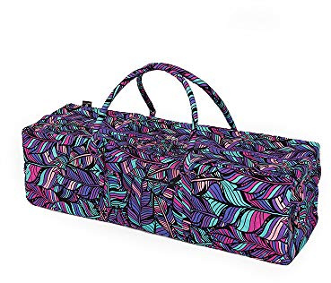 Yoga Studio Sac de yoga en coton brodé avec poches de rangement extérieures Motif lotus 71 x 23 x 18 cm