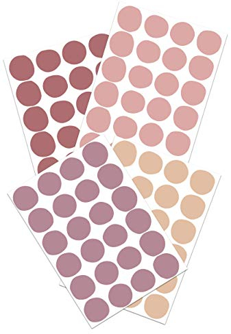 Yabaduu Tupfen Set Wandtattoo 4 Farben auf 4 Din A4 Bögen insgesamt 96 Aufkleber Punkte Dekor für Kinderzimmer Babyzimmer Dekor Selbstklebend (Y043-04 Tupfen Rosa)