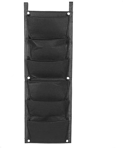 Pflanztaschen Hängend 6-Taschen Wandmontage Pflanzenwachstumstaschen Vertikale Aufhängbare Pflanztasche Filz Pflanzer Pflanzsack für Garten Hof Balkon Dekoration(Schwarz)