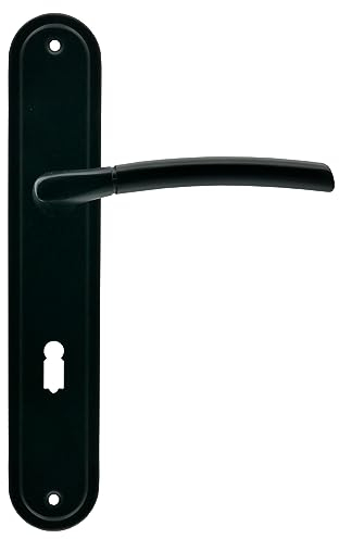 domino Türgriff 72 Drückergarnitur BB-Buntbart Set Langschildgarnitur Türklinke für Zimmertür, Bürotür, Kellertür & Innentür L-Form Aluminiuml Schwarz Türdrückergarnitur PRESTO BLACK