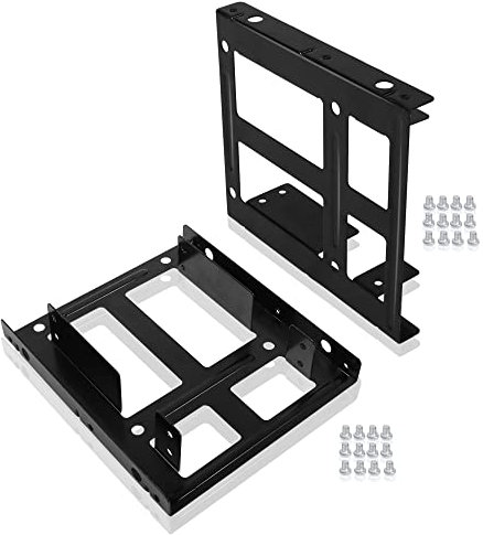 YAODHAOD Soporte de montaje dual SSD, adaptador de disco duro interno de 2.5 a 3.5, bahías de disco duro SSD Kit de soporte de montaje de metal (paquete de 2) (adaptador SSD dual)
