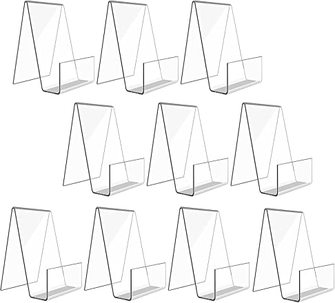 WAIZHIUA 10 Pezzi Fermalibri in Acrilico Trasparente da Tavolo, 75*90*105 mm Espositore Libri Supporto per Libri Acrilico (160N/ 15KG Capacità di Carico)