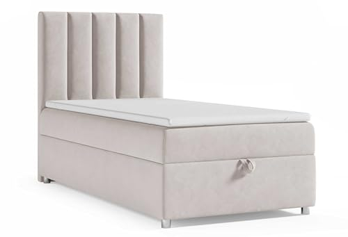 Best For Home Trinity K10 EinzelBett | Boxspringbett mit Bonell Federkernmatratze 100x200 | MatratzenTopper 100x200 | Bett mit Matratze | Bett mit Stauraum