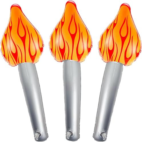 Torche Gonflable, 3 Pièces Ballon Torche Gonflable Torche Gonfle Nouveauté Durable, Flamme Torche Gonflable Jeux Decoration pour Compétitions Sportives
