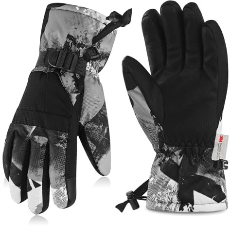 Migliore Wear Skihandschuhe Kinder, Winddicht Wasserdicht Kinder Schneehandschuhe mit Touchscreen, Warme Winterhandschuhe für Jungen und Mädchen, Skifahren, Snowboarden