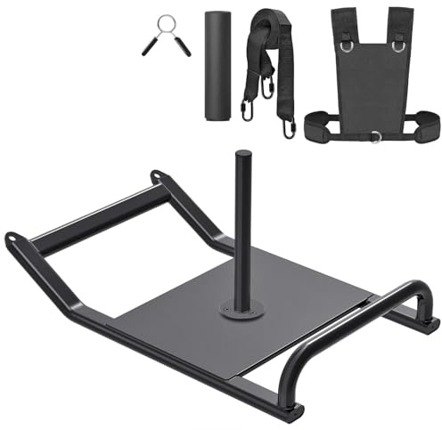 BeneLabel Weight Sled, Gym Fitness Sled Weighted Pull Push Sledge Athletic Exercise Equipment for Grass Speed Running Training Strength Improvement with Harness Vest/Strap for 2.5-5cm Plate,Horizontal