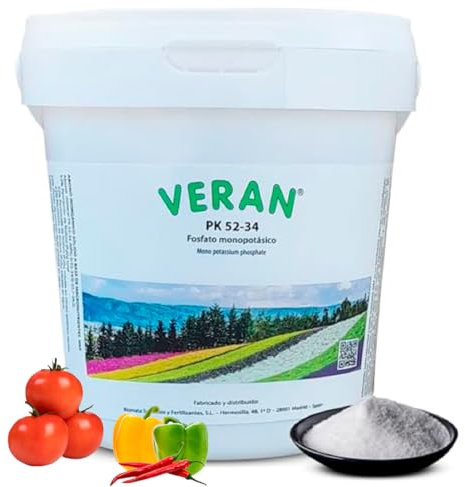 VERAN | Fertilizante de Fosforo y Potasio para Flores, Citricos y Huerto 1Kg | PK 52-34 | Estimula el Crecimiento y el Florecimiento Hidrosoluble | Fertilizante con Fosforo y Potasio