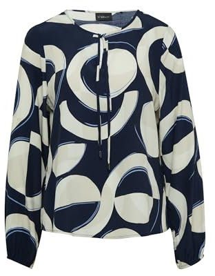 s.Oliver BLACK LABEL Blusa de Manga Larga para Mujer AOP, Azul Marino, 40