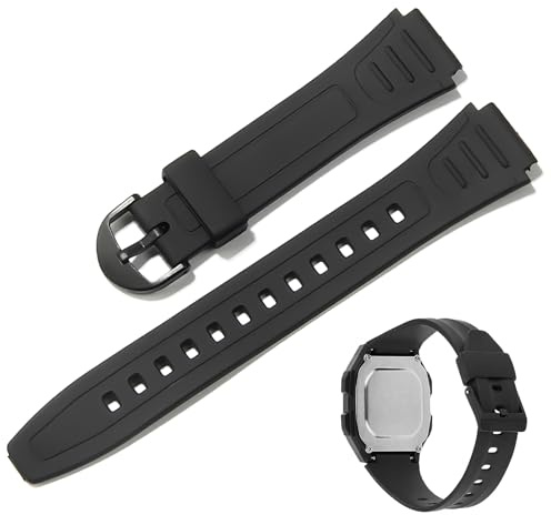 Uhrenarmbänder Kompatibel mit Casio W-800H 18mm, Uhrenarmband Ersatz Herren Harz Kunststoffschnalle Einstellbar Armband für Casio W-800H-1AV W-800H-1BV W-800HG-9AV W-800HM-2AV W-800HM-3AV (Schwarz)