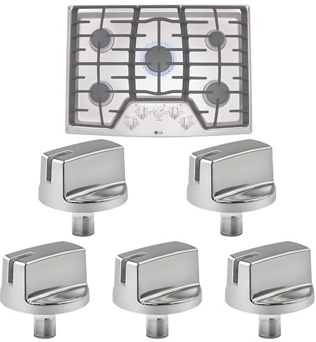 WUVYFWN 5 Pack AEZ73293801 Burner Control Knob Replacement,Compatible with LG Range/Stove Gas Cooktop,Burner Control Knob Assembly Replaces EBZ60710601,2025031,AH3639420,EA3639420,AP5594929,PS3639420