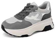 QUEEN HELENA Sneakers Platform Scarpe da Ginnastica Casual Donna X30-21 (X33-25 Grigio, Sistema Taglie Calzature EU, Adulto, Donna, Numero, Media, 35)