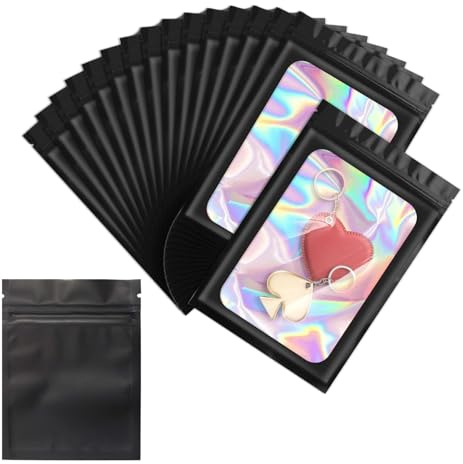 120 sacchetti in Mylar neri a prova di odore, 6 x 10 cm, sacchetti richiudibili, piccoli sacchetti di plastica per lucidalabbra, gioielli, ciglia, conservazione degli alimenti, con chiusura lampo