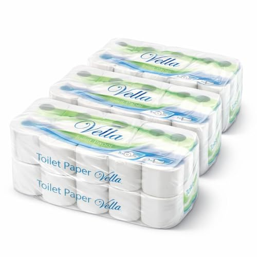 Vella Toalettpapper 3-lager, 72 rullar, 250 ark per rulle, mjuk och stark | 3 lager och mjuk