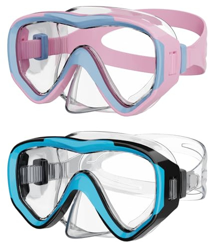 G2RISE Kids Swimming Goggles, Kids Goggles with Nose Cover for Ages 6-14, Tempered Glass Wide Vision No Leak Kids Swimming Mask for Boys Girls Youth Children