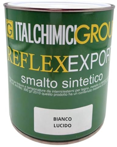 Generico Smalto Sintetico Bianco Lucido 750 ml per Esterni e Interni - Vernice Brillante ad Alta Resistenza per Legno e Ferro | Applicazione a Pennello o Spruzzo