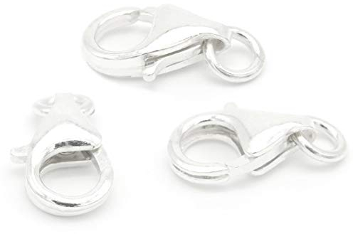 NaturSchatulle Karabinerverschluss 100% Sterling Silber 925 I 3 Stück Schmuckverschluss 10mm Karabinerhaken Kettenverschluss Basteln Schmuckherstellung