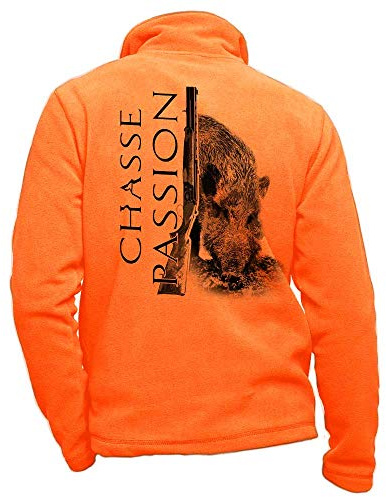 Pets-easy Giacca in pile con uno Sanglier, Chasse Passion, vestito da caccia personalizzato con una gibier, arancione fluo, X-Large
