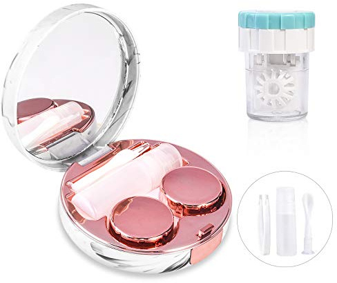 Lasiyanor Contact Lens Travel Kit with Cleaner Washer, Portable Contact Box with Mirror Tweezers Remover Tool Solution Bottle for Daily Outdoor