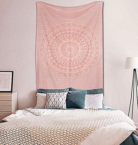 Raajsee Rose Gold Elephant Mandala Tapestry - Aesthetic Hippie Room Decor for Bedroom - Boho Indie Wall Hanging Small 30x40 Inches