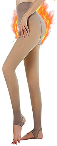 CheChury Medias Térmicas Transparentes Para Mujer Pantalones De Cachemira De Lana De Terciopelo Grueso Ajustado Negro Cálidas De Invierno Leggings Elástico Mallas