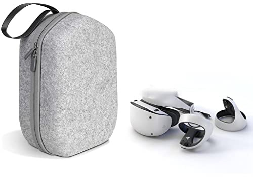 Aokicase Hard Shell Case for PlayStation VR2 All-in-One VR Gaming Headset and Touch Controller, Portable Travel Case Storage Bag with Shoulder Strap (PS VR2, Silver) PSVR2-5