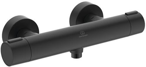 Ideal Standard Ceratherm Alu+ Monomando ducha exterior, Realizzata con l'84% di alluminio riciclato, a risparmio idrico ed energetico, con funzione termostato – Nero Opaco (292x105x72 mm)