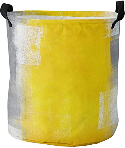 Handtuchkorb Abstrakte Moderne Kunst-Ölfarbe-Sommer-Ombre-Gelb-Grau Universell Wäschebox Praktisch Wäschetonne 34X42Cm Für Bad Kleidung Spielzeug
