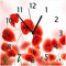 Wallario Design-Wanduhr Leuchtende Mohnblumen - Rote Mohnblumenblüten aus Glas, Motiv-Uhr Größe 30 x 30 cm, Schwarze Zeiger