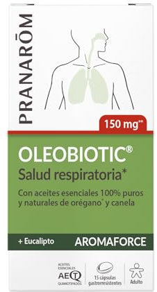 PRANAROM - Aromaforce Oleobiotic - Salud de las Vías Respiratorias - Aceites Esenciales 100% Puros E Integrales - 15 Cápsulas