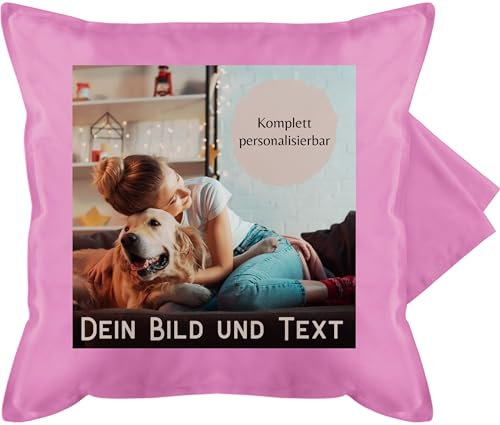 Kissenbezug - eigenem - Foto Bild Geschenk I Dein Bild und Text - 50 x 50 cm - Pink - fotopolster Kissen zum selber designen selbst drucken Photo sofakissen photokissen fotokissen personalisiertes