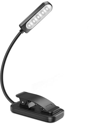 YASTA Lampada Da Lettura A Led Lampada a Morsetto Luce a Pinza per Comodino Scrivania Tavolo Mini Clip Flessibile Snodabile Luce Bianca TE-B0582