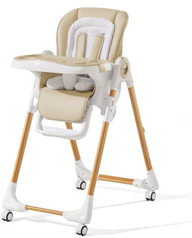 Mallify Convertible High Chairs for Babies and Toddlers, Height Adjustable Baby High Chair, High Chair with Removable Tray, Adjustable Backrest, Portable Baby Dinning Chair with Lockable Wheels